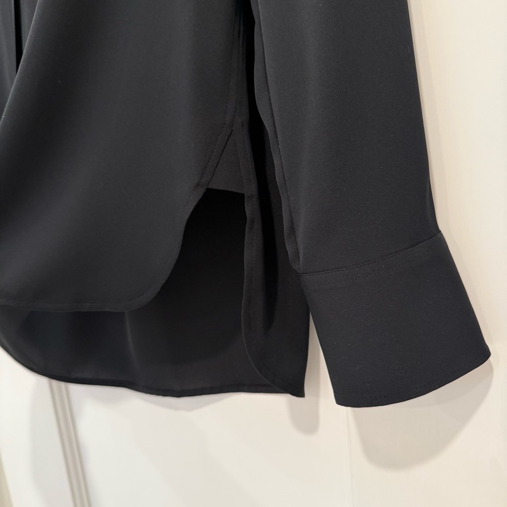 Classic Vince Slim Fitted Stretch-Silk Blouse Button Down Shirt Black - S S/P - Picture 2 of 4